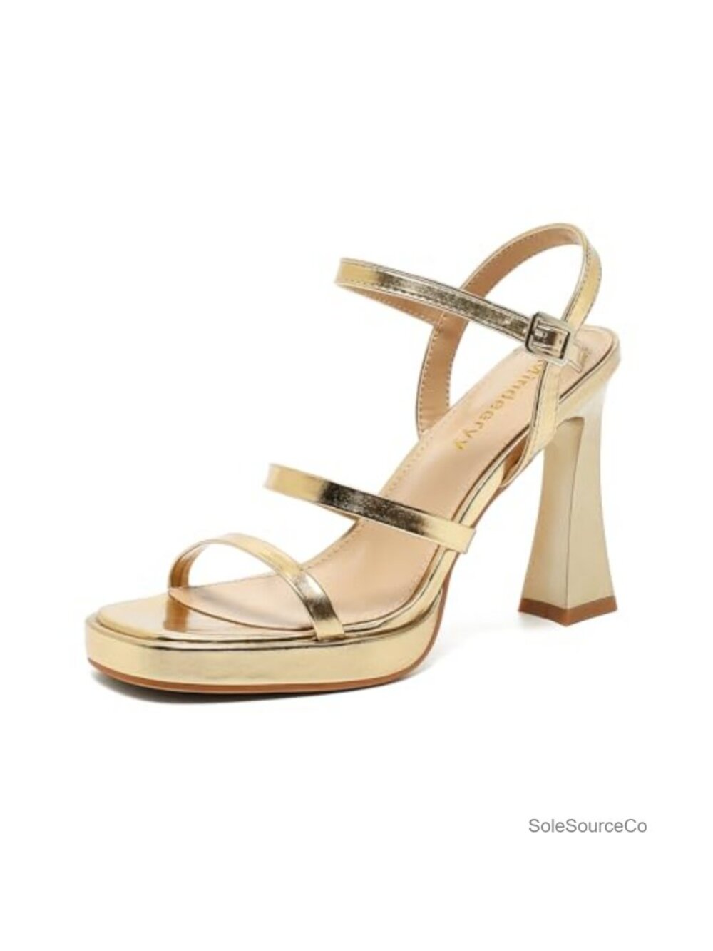 Chunky Platform Heeled Sandals Open Toe Ankle Strap Faux Leather